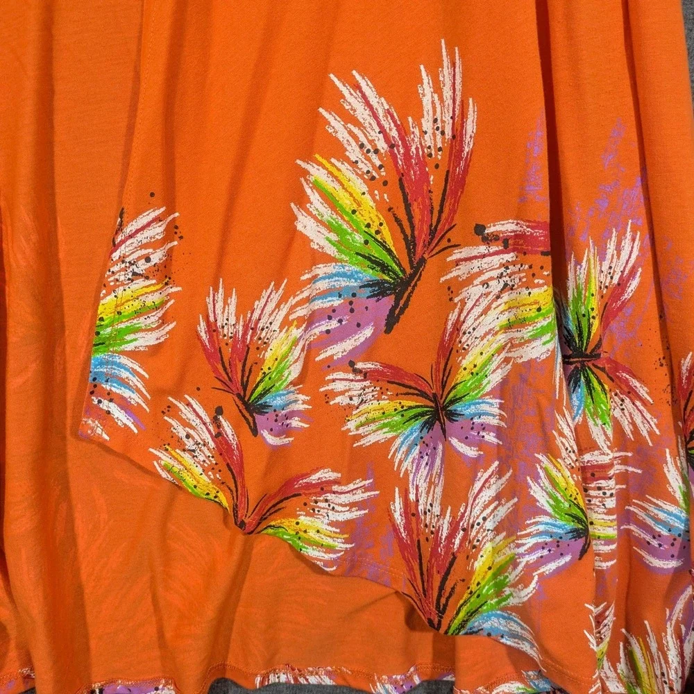 A Walk In the Park Womens Open Cardigan Kimono Orange Abstract Butterfly Size 2X